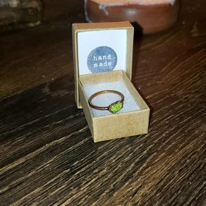 Electroformed Copper + Peridot ring